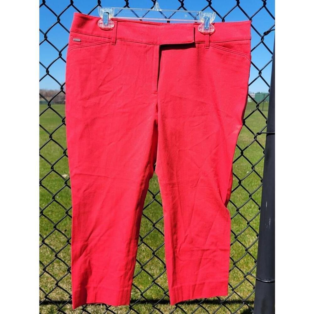 WHITE House BLACK Market Casual Dress Stretch Capri Crop Pants~Red~Size 12